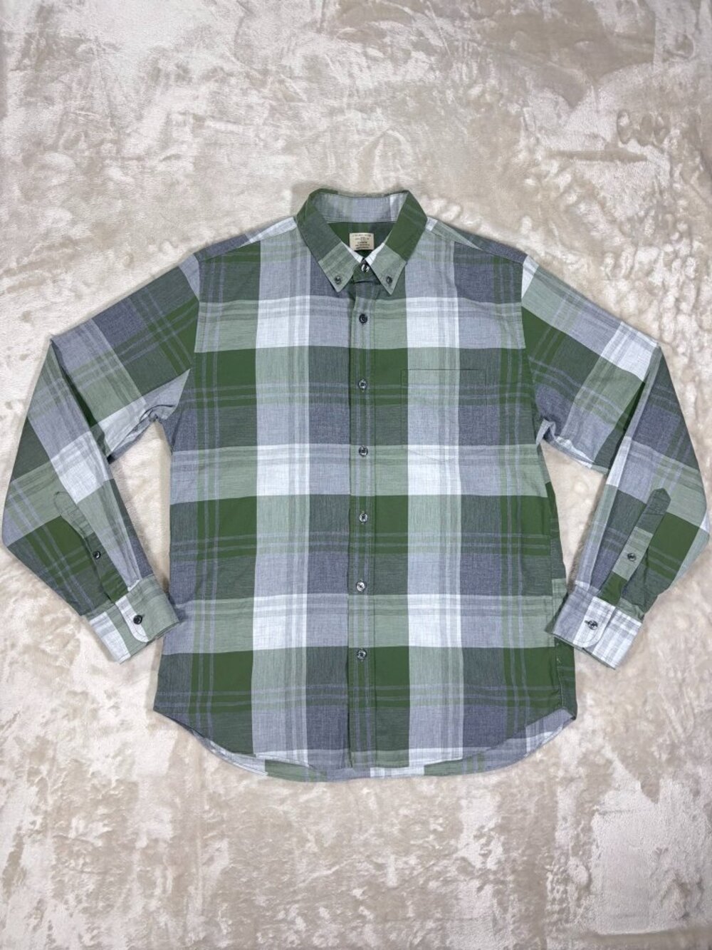 J.Crew Men's Button Down Shirt 2-ply 100% Cotton Long Sleeve Green - Size Medium